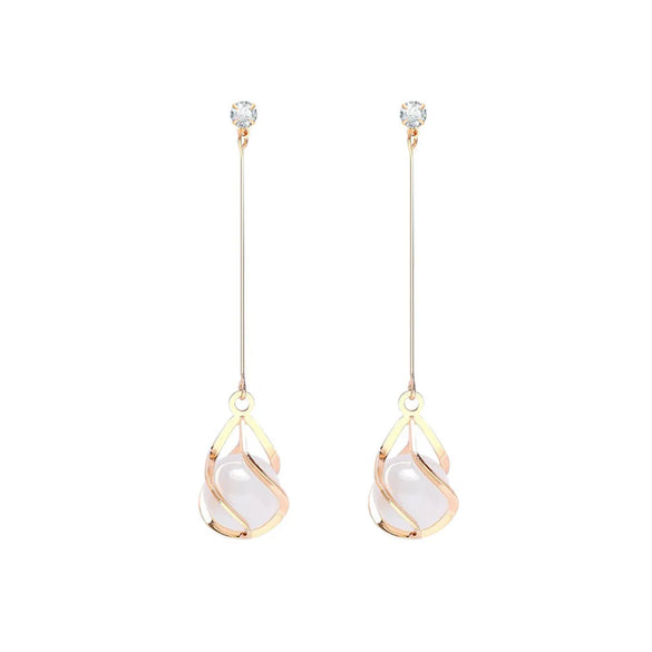 1 Pair Fashion Water Droplets Alloy Plating Rhinestones Women'S Drop Earrings