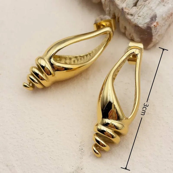 1 Pair French Style Irregular Conch 304 Stainless Steel 18K Gold Plated Ear Studs