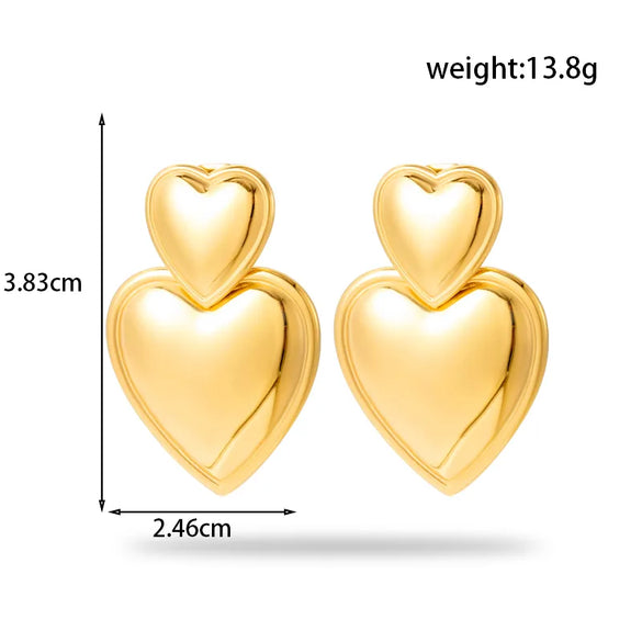 1 Pair French Style Simple Style C Shape Round Heart Shape Plating 304 Stainless Steel Drop Earrings Earrings