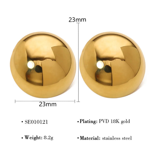 1 Pair French Style Simple Style Classic Style Round Polishing 304 Stainless Steel 18K Gold Plated Ear Studs
