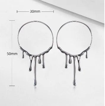 1 Pair French Style Water Droplets 304 Stainless Steel Hoop Earrings