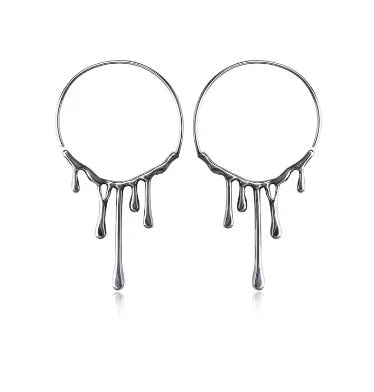 1 Pair French Style Water Droplets 304 Stainless Steel Hoop Earrings