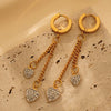 1 Pair Glam Luxurious Round Heart Shape Plating Inlay Copper Zircon 18K Gold Plated Drop Earrings