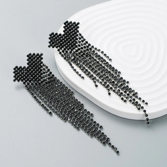 1 Pair Glam Solid Color Plating Inlay Alloy Rhinestones 14K Gold Plated Drop Earrings