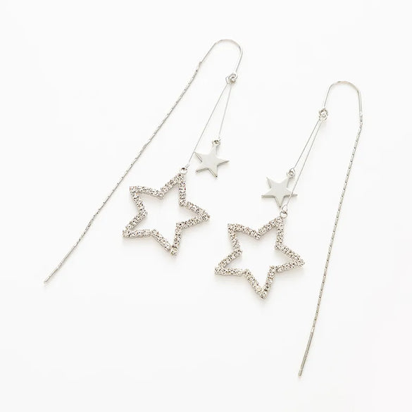 1 Pair Glam Streetwear Leaf Sector Star Plating Inlay Copper Zircon Drop Earrings