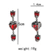 1 Pair Gothic Streetwear Cool Style Heart Shape Inlay Alloy Zircon Drop Earrings