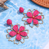 1 Pair Hawaiian Beach Tropical Flower Raffia Drop Earrings