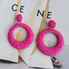 1 Pair Hawaiian Vacation Round Handmade Raffia Drop Earrings