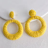 1 Pair Hawaiian Vacation Round Handmade Raffia Drop Earrings
