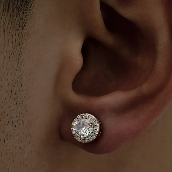 1 Pair Hip-Hop Round Plating Inlay Copper Zircon Ear Studs