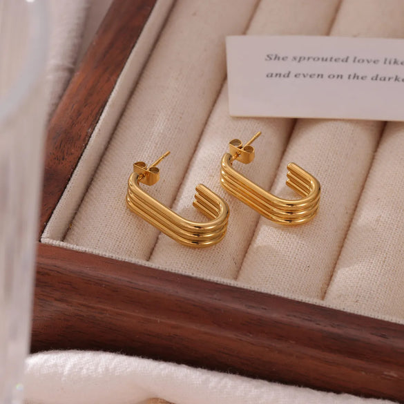 1 Pair Hip-Hop Vintage Style Commute C Shape 304 Stainless Steel White Gold Plated Gold Plated Ear Studs
