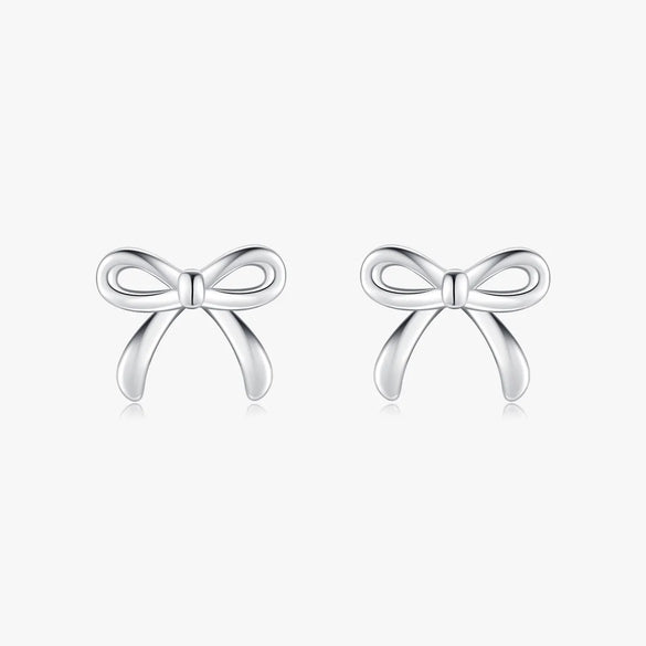 1 Pair Ig Style Basic Simple Style Bow Knot Plating Sterling Silver Silver Plated Ear Studs