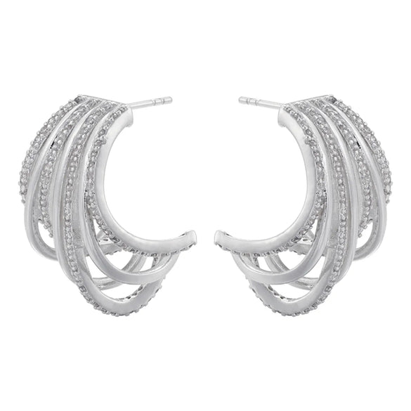 1 Pair Ig Style C Shape Irregular Plating Inlay Copper Zircon 18k Gold Plated Ear Studs