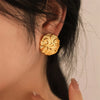 1 Pair IG Style Casual Retro Geometric Heart Shape Flower Titanium Steel 18K Gold Plated Ear Studs