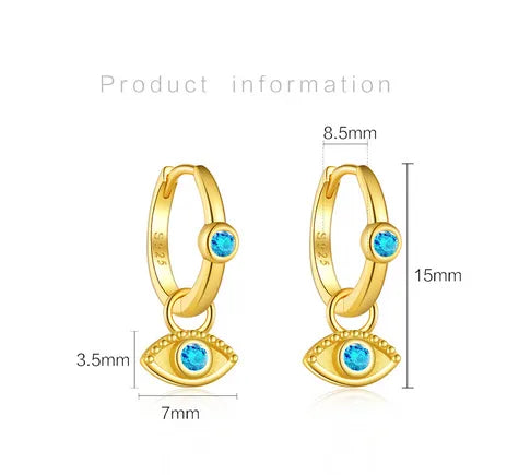 1 Pair IG Style Classic Style Devil'S Eye Plating Sterling Silver 18K Gold Plated Drop Earrings