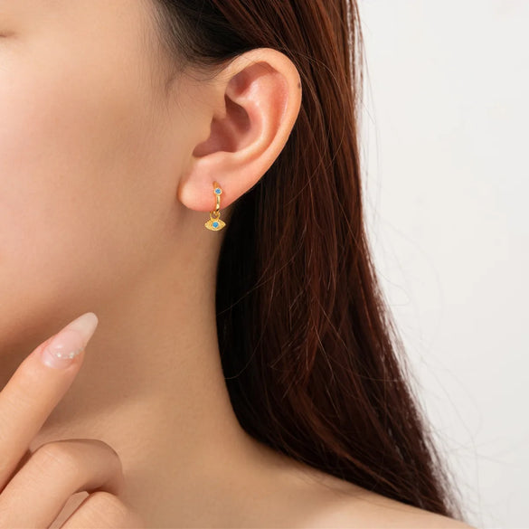 1 Pair IG Style Classic Style Devil'S Eye Plating Sterling Silver 18K Gold Plated Drop Earrings
