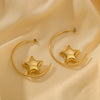 1 Pair IG Style Classic Style Shiny C Shape Pentagram Three-Dimensional 304 Stainless Steel 18K Gold Plated Ear Studs