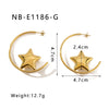 1 Pair IG Style Classic Style Shiny C Shape Pentagram Three-Dimensional 304 Stainless Steel 18K Gold Plated Ear Studs