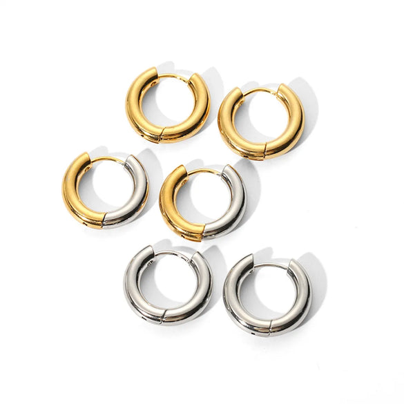 1 Pair Ig Style Color Block Solid Color Plating Metal Stainless Steel 18k Gold Plated Hoop Earrings