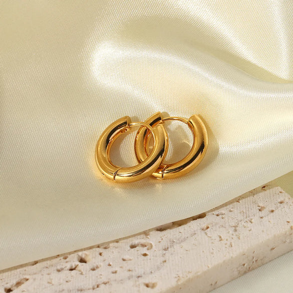 1 Pair Ig Style Color Block Solid Color Plating Metal Stainless Steel 18k Gold Plated Hoop Earrings