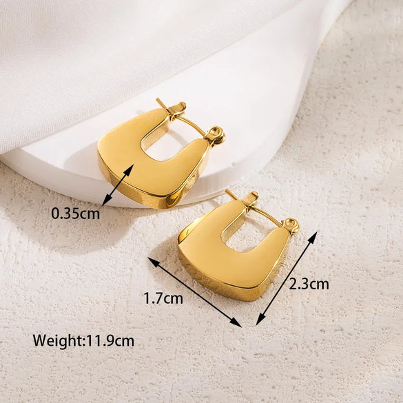 1 Pair IG Style Cool Style Solid Color Plating 304 Stainless Steel 18K Gold Plated Earrings Ear Studs