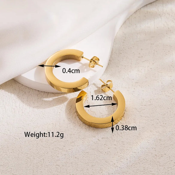 1 Pair IG Style Cool Style Solid Color Plating 304 Stainless Steel 18K Gold Plated Earrings Ear Studs