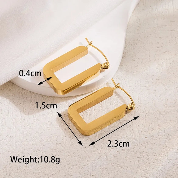 1 Pair IG Style Cool Style Solid Color Plating 304 Stainless Steel 18K Gold Plated Earrings Ear Studs