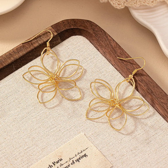 1 Pair IG Style Elegant Lady Flower Iron Drop Earrings