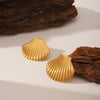 1 Pair IG Style Elegant Shell 304 Stainless Steel Titanium Steel 18K Gold Plated Ear Studs