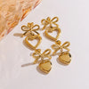 1 Pair IG Style Elegant Simple Style Heart Shape Bow Knot Plating 304 Stainless Steel 14K Gold Plated Drop Earrings Ear Studs