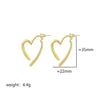 1 Pair IG Style Elegant Simple Style Heart Shape Solid Color 304 Stainless Steel 18K Gold Plated Ear Studs