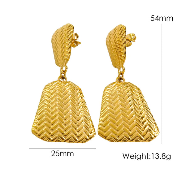 1 Pair IG Style Elegant Simple Style Trapezoid Coral 304 Stainless Steel 18K Gold Plated Drop Earrings