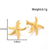 1 Pair IG Style French Style Moon Starfish 304 Stainless Steel Ear Studs