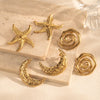 1 Pair IG Style French Style Moon Starfish 304 Stainless Steel Ear Studs