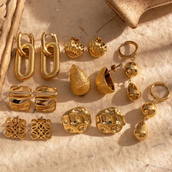 1 Pair IG Style French Style Simple Style Geometric Water Droplets Heart Shape 304 Stainless Steel Drop Earrings Ear Studs