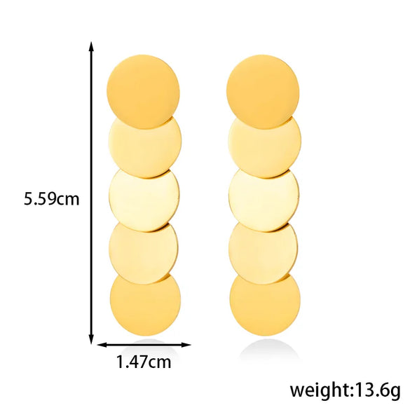 1 Pair IG Style French Style Simple Style Pentagram Round 304 Stainless Steel Drop Earrings Ear Studs