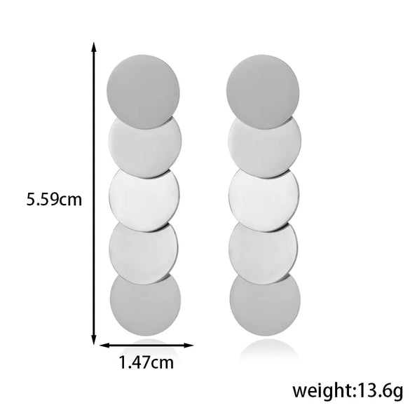 1 Pair IG Style French Style Simple Style Pentagram Round 304 Stainless Steel Drop Earrings Ear Studs