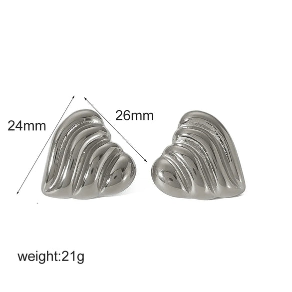 1 Pair IG Style Geometric Heart Shape Polishing Plating 304 Stainless Steel 18K Gold Plated Ear Studs
