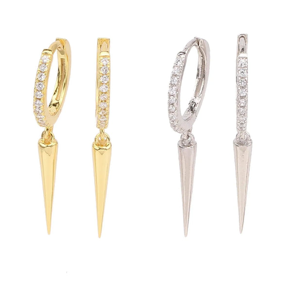 1 Pair Ig Style Hip-Hop Solid Color Plating Inlay Sterling Silver Zircon White Gold Plated Gold Plated Drop Earrings