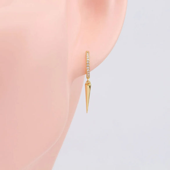 1 Pair Ig Style Hip-Hop Solid Color Plating Inlay Sterling Silver Zircon White Gold Plated Gold Plated Drop Earrings