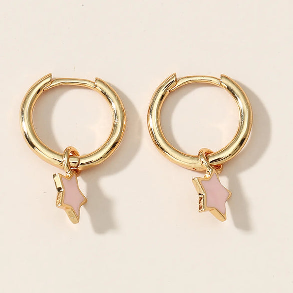 1 Pair Ig Style Korean Style Star Enamel Plating Copper Gold Plated Earrings