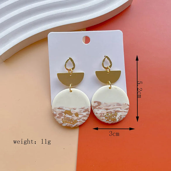 1 Pair IG Style Modern Style Classic Style Irregular Camouflage Plating Alloy Soft Clay Drop Earrings