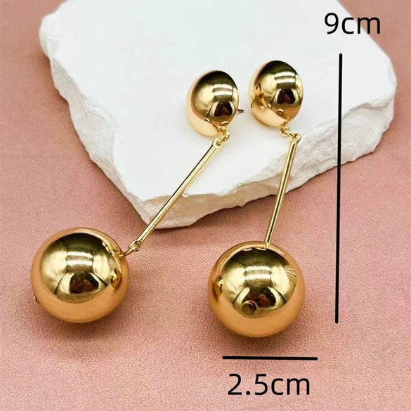 1 Pair IG Style Modern Style Cool Style Ball Copper Drop Earrings