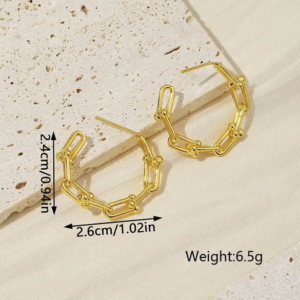 1 Pair Ig Style Modern Style Solid Color Plating Chain Copper 18k Gold Plated Ear Studs