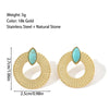 1 Pair Ig Style Round Polishing Plating Inlay Titanium Steel Natural Stone 18k Gold Plated Ear Studs