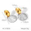 1 Pair IG Style Shell Mixed Metal 304 Stainless Steel Titanium Steel 18K Gold Plated Ear Studs