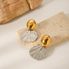 1 Pair IG Style Shell Mixed Metal 304 Stainless Steel Titanium Steel 18K Gold Plated Ear Studs
