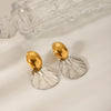 1 Pair IG Style Shell Mixed Metal 304 Stainless Steel Titanium Steel 18K Gold Plated Ear Studs