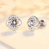 1 Pair IG Style Shiny Flower Inlay Copper Zircon Ear Studs