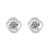 1 Pair IG Style Shiny Flower Inlay Copper Zircon Ear Studs